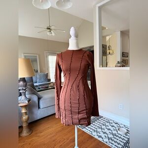 Oh Polly Chocolate Long Sleeve Dress